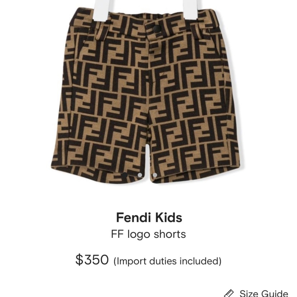 Fendi boys shorts size 6 months